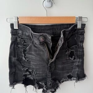 American Eagle Outfitters Black Distressed Jean Shorts
